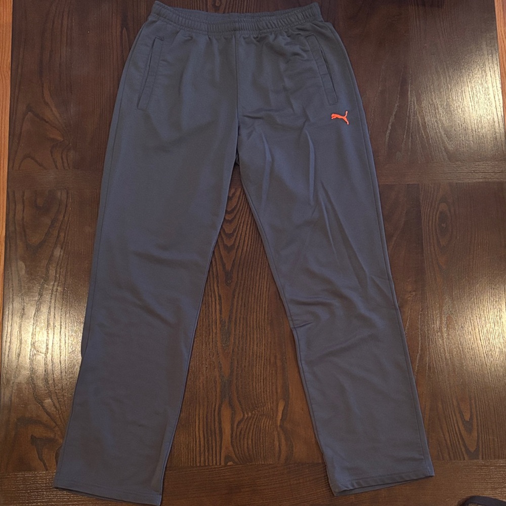 Puma Men's Charcoal Joggers with Orange Logo
